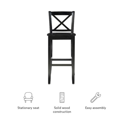 Black 30 In X Back Bar Stool