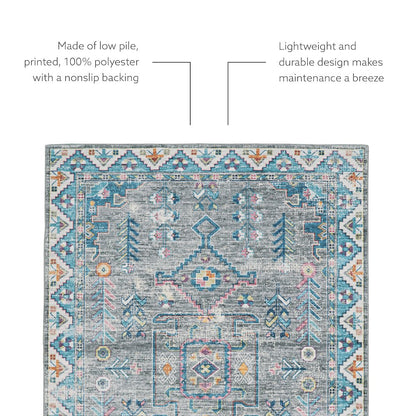 Washable Barron Grey/Green 2x3, Rug