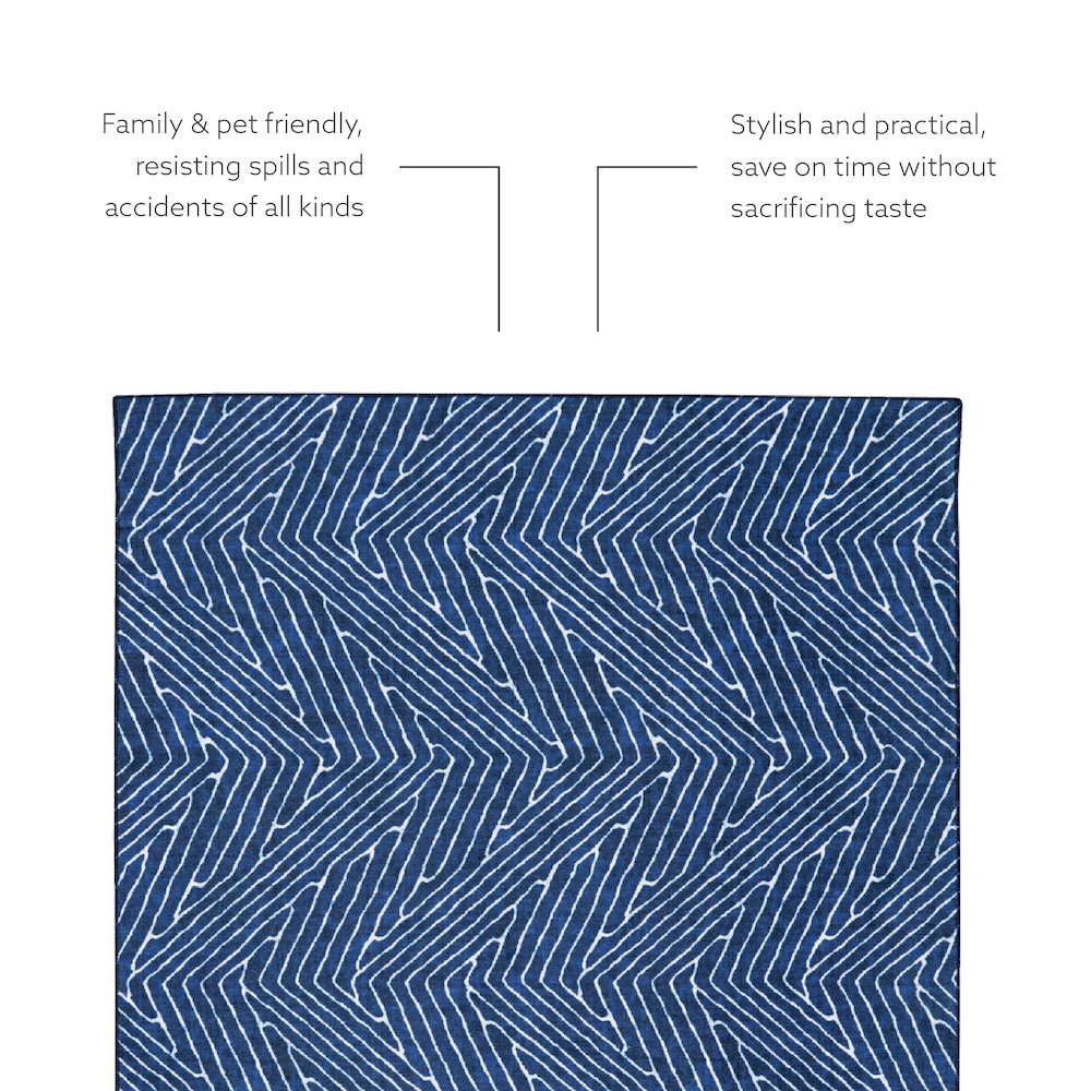 Washable Fuller Blue/Ivory 2x8, Rug