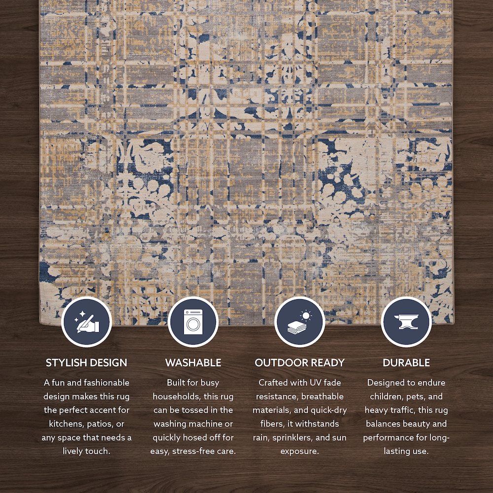 Outdoor Washable Ocala Navy & Sand 2' X 3', Rug