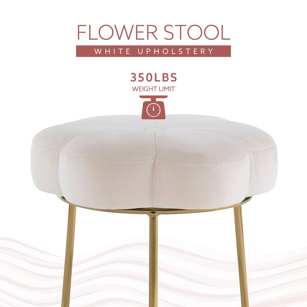 Seraphina Accent Vanity Stool, White
