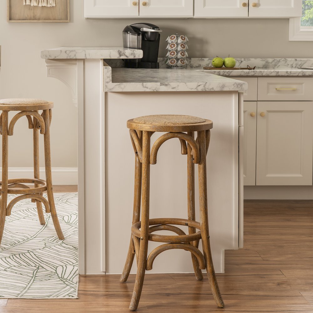 Rae Rattan Seat Backless Bar Stool