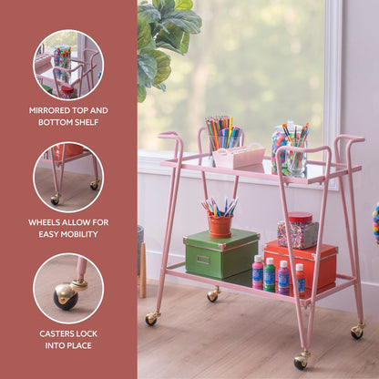 Pink Mid-Century Bar Cart