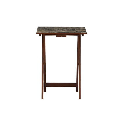 Tray Table Set Faux Marble -Brown
