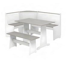 Breakfast Nook Dining Set with L-Shaped Corner Storage Bench, White