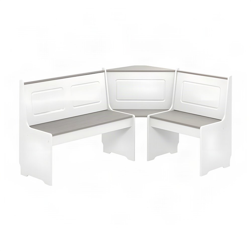 Breakfast Nook Dining Set with L-Shaped Corner Storage Bench, White