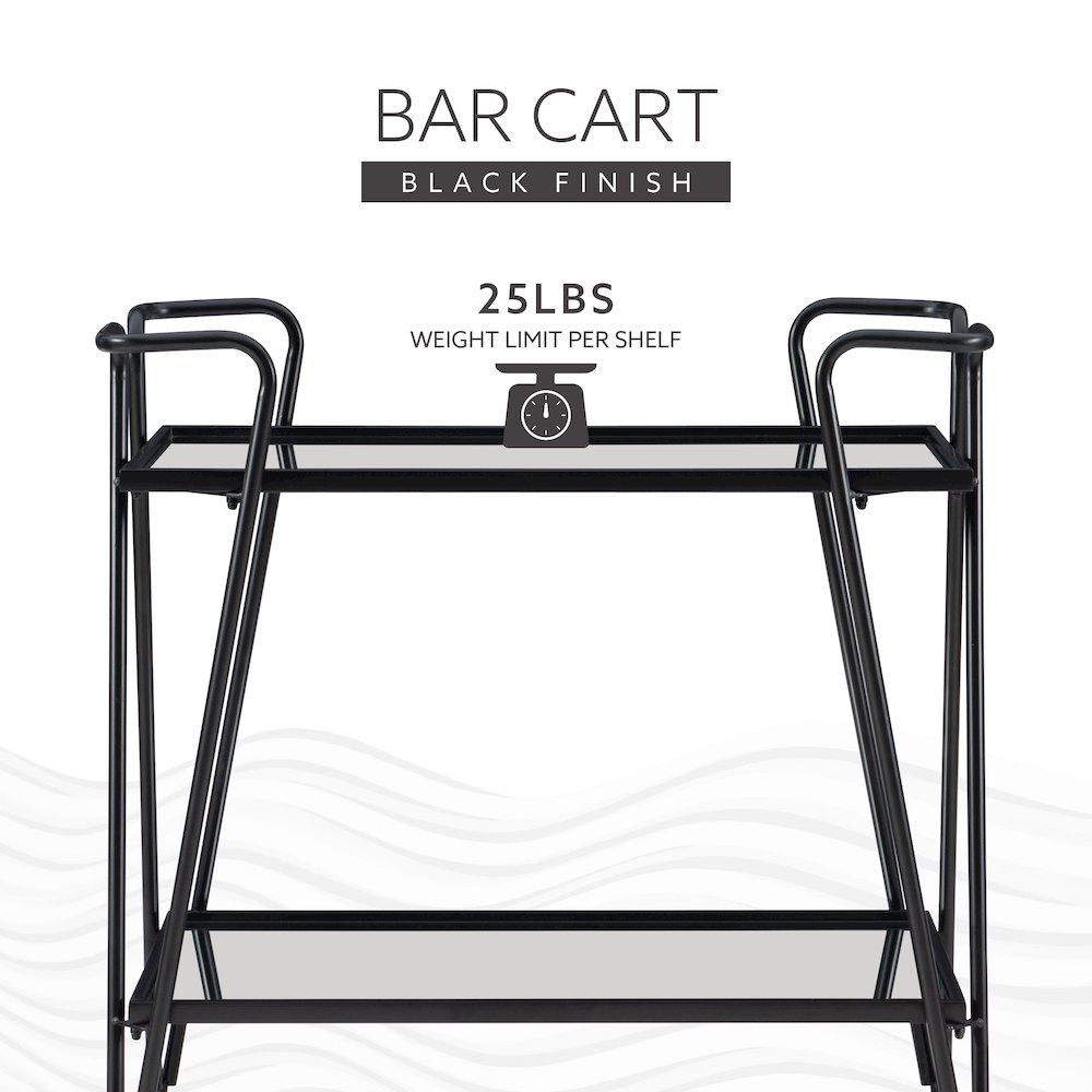 Black Mid Century Bar Cart