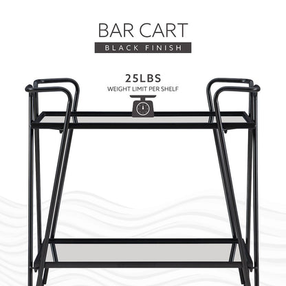 Black Mid Century Bar Cart