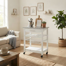 Pine Kitchen Island with Granite Top, Storage, and Wine Rack, White