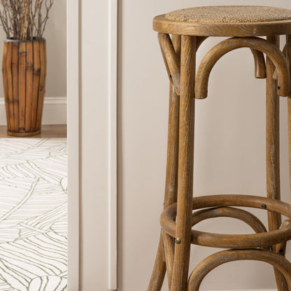 Rae Rattan Seat Backless Bar Stool