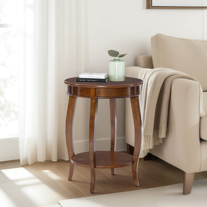 Hazelnut Round Table with shelf