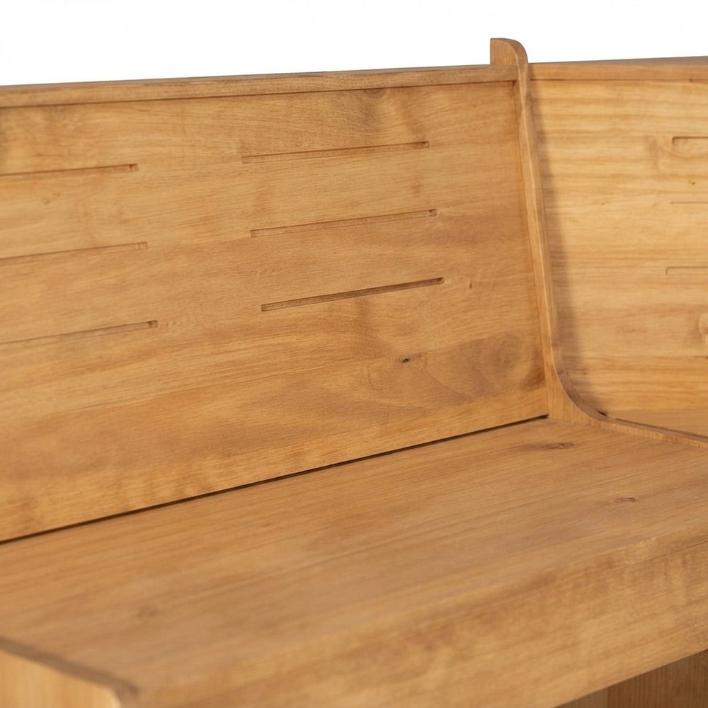 Solid Pine Corner Breakfast Nook Dining Set with Storage Bench, Natural