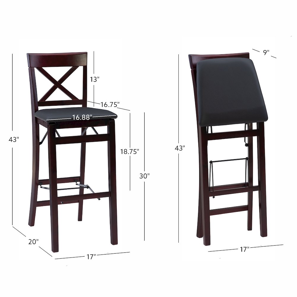 Triena 30 In X Back Folding Bar Stool