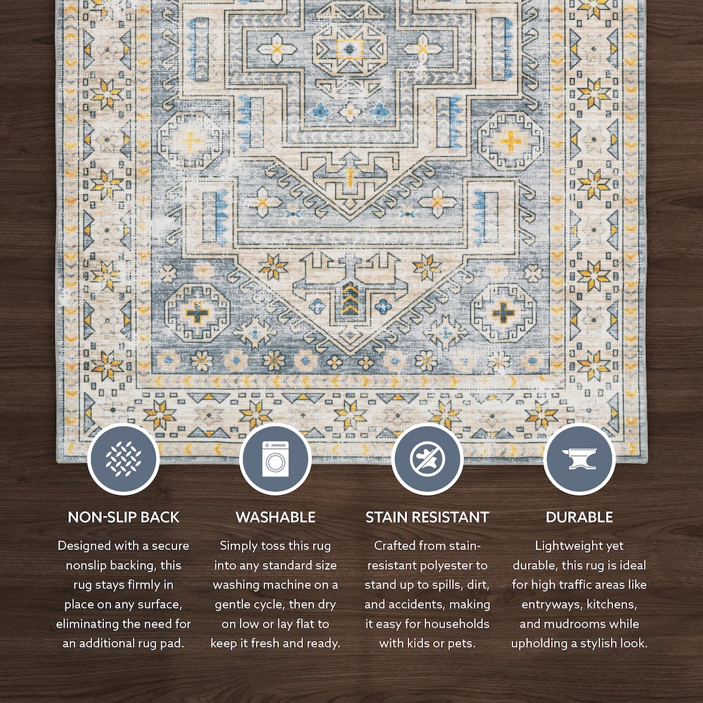 Washable Parson Grey/Beige 2x3, Rug