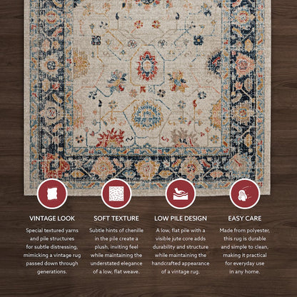 Great Zero Leona Ivory & Blue 3x5, Rug