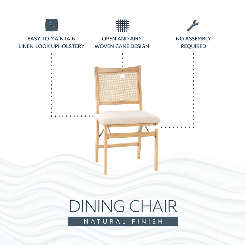 Bina Rattan Cane Folding Dining Side Chair, Beige
