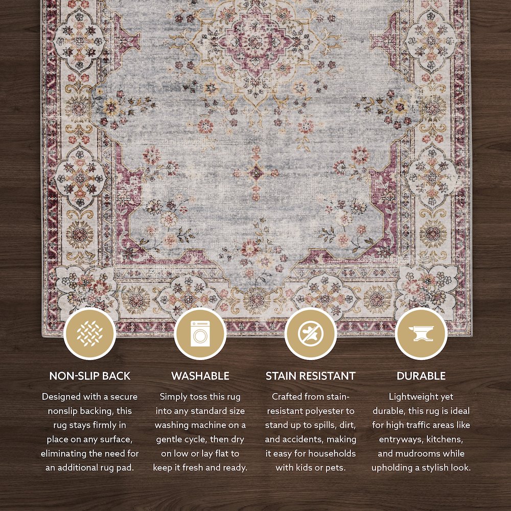 Washable Lennox Pale Blue/Ivory 3x5, Rug