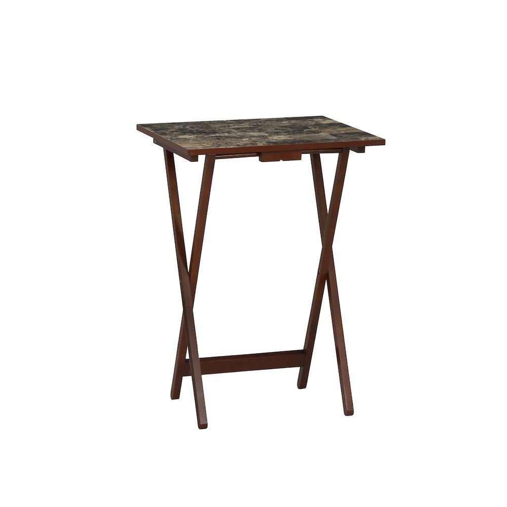 Tray Table Set Faux Marble -Brown