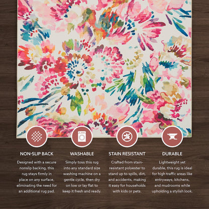 Washable Julian Raspberry/Ivory 3x5, Rug