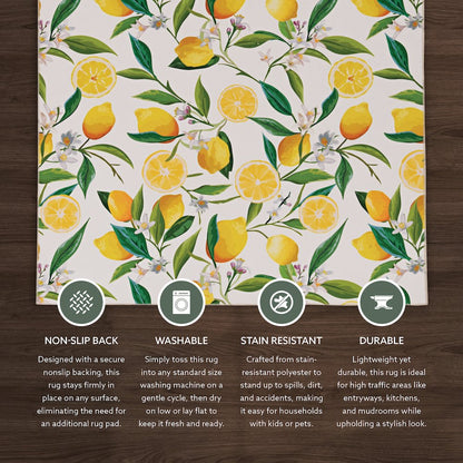 Washable Sumner Ivory/Yellow 3x5, Rug