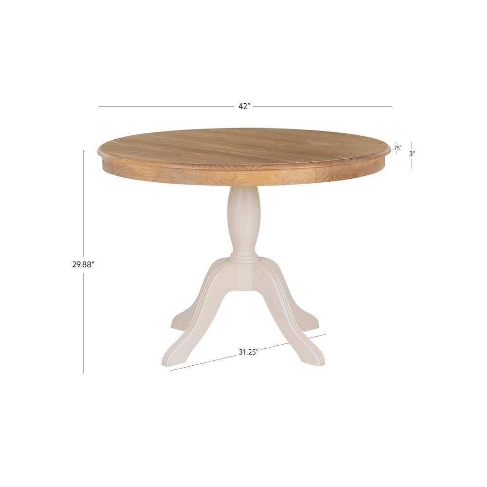 Tobin Pedestal Dining Table, Natural And White