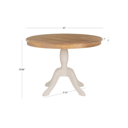 Tobin Pedestal Dining Table, Natural And White