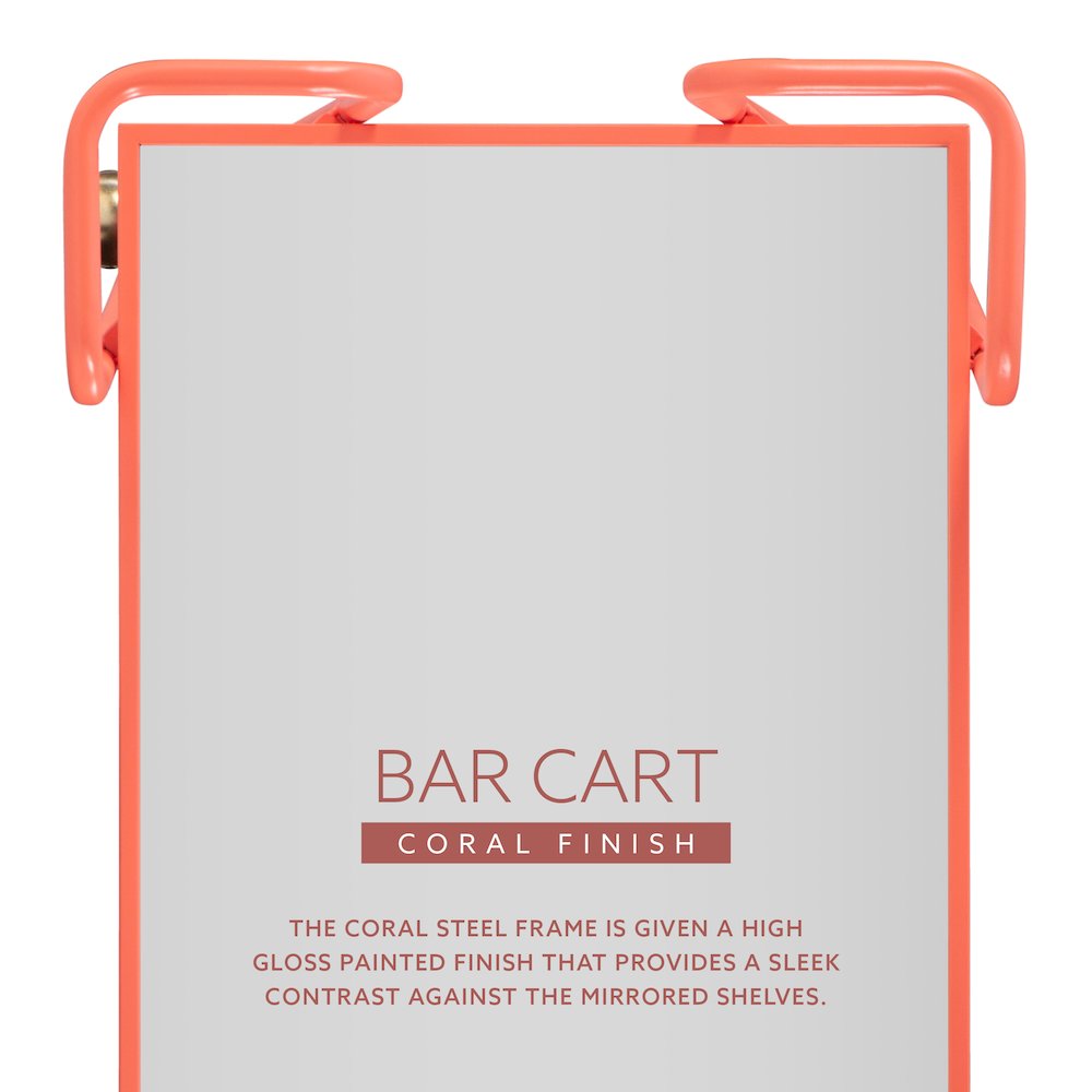 Coral Mid-Century Bar Cart