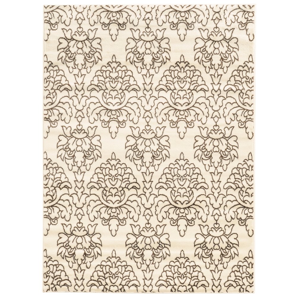 Elegance Damask Cream & Brown 8' X 10', Rug