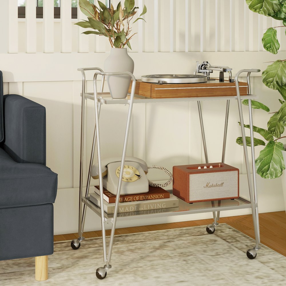 Mid-Century Bar Cart Silver