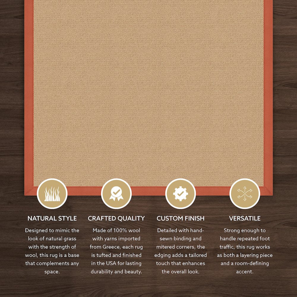 Athena Sisal & Burnt Orange 2.6x12, Rug