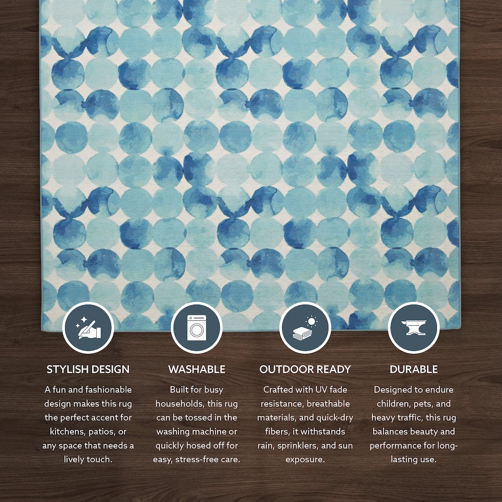 Outdoor Washable Lakeland Blue & Ivory 2' X 3', Rug