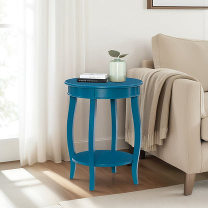 Teal Round Table with Shelf