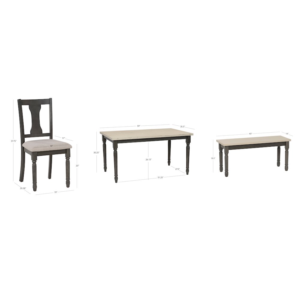 Willow 6 PC Grey Dining Set