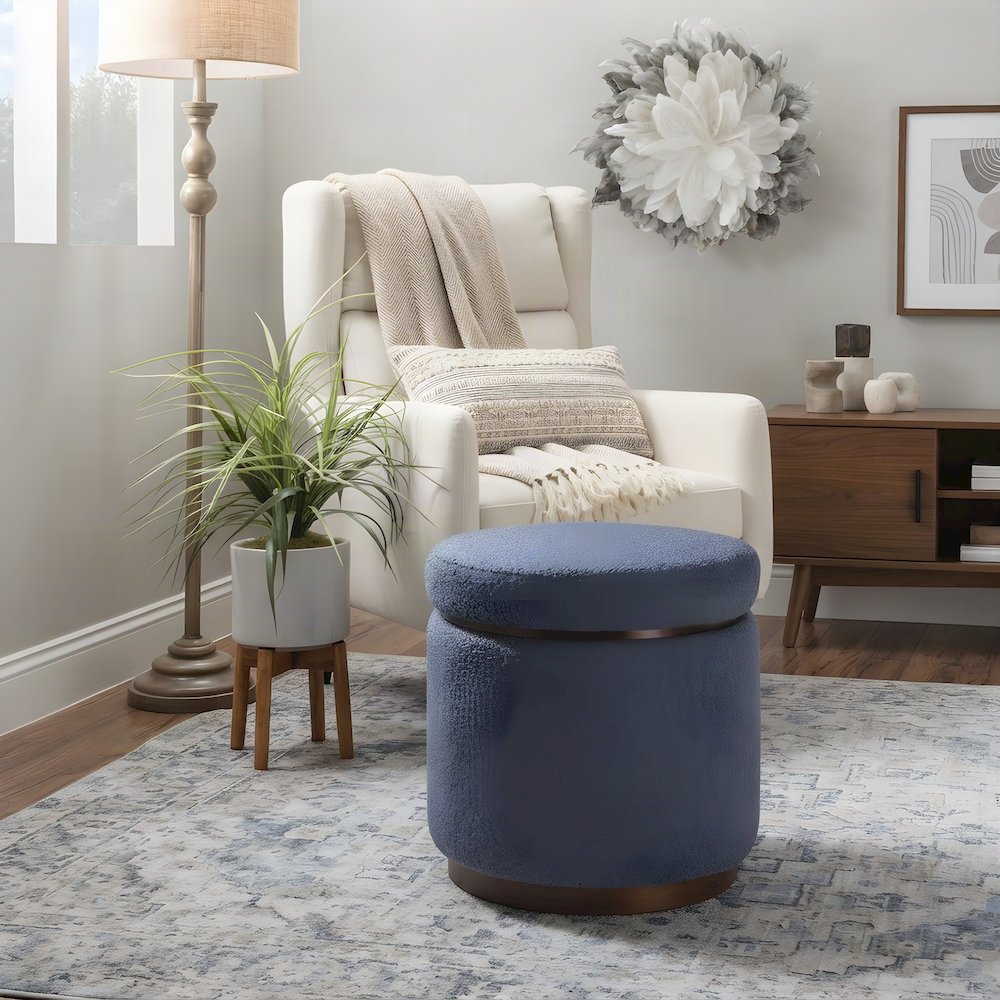 Fabric-Upholstered Storage Ottoman with Removable Lid, Square Bench, Brown