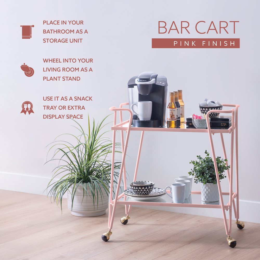 Pink Mid-Century Bar Cart