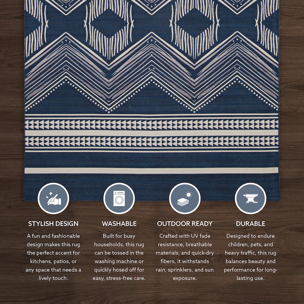 Outdoor Washable Boynton Navy & Ivory 7' X 9', Rug