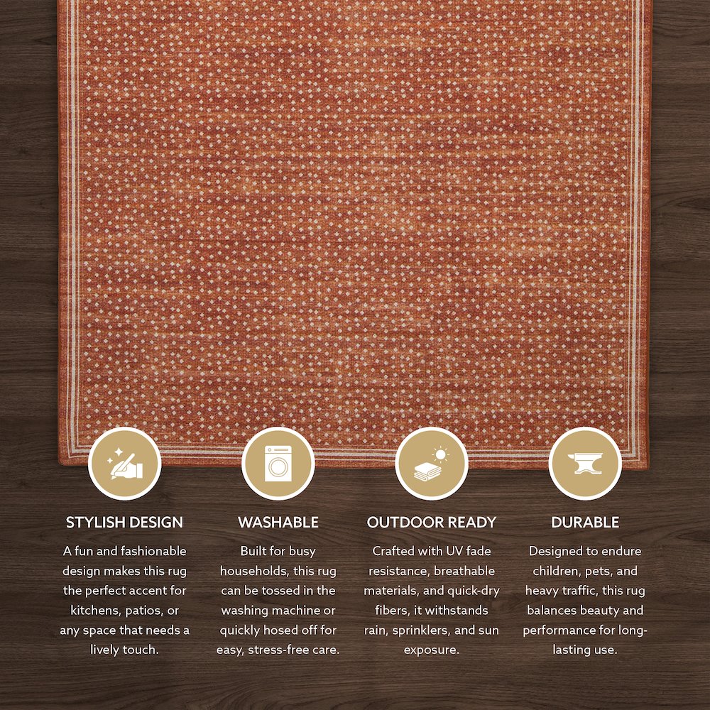 Outdoor Washable Estero Orange & Ivory 5' X7', Rug