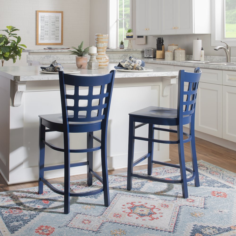 Lola Navy Counter Stool W Wood Seat