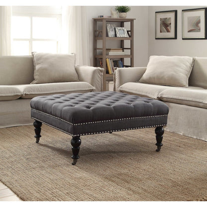 Isabelle Charcoal Square Tufted Ottoman