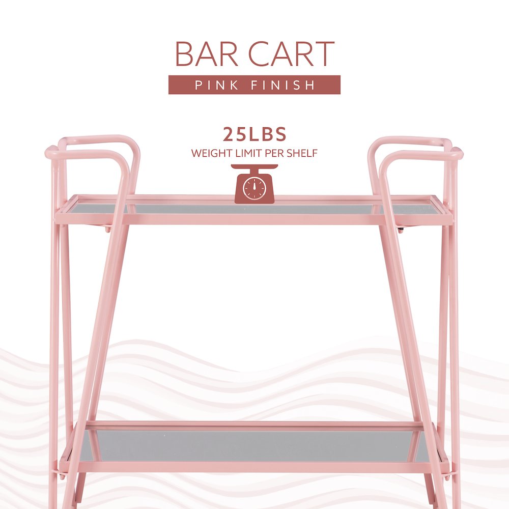 Pink Mid-Century Bar Cart