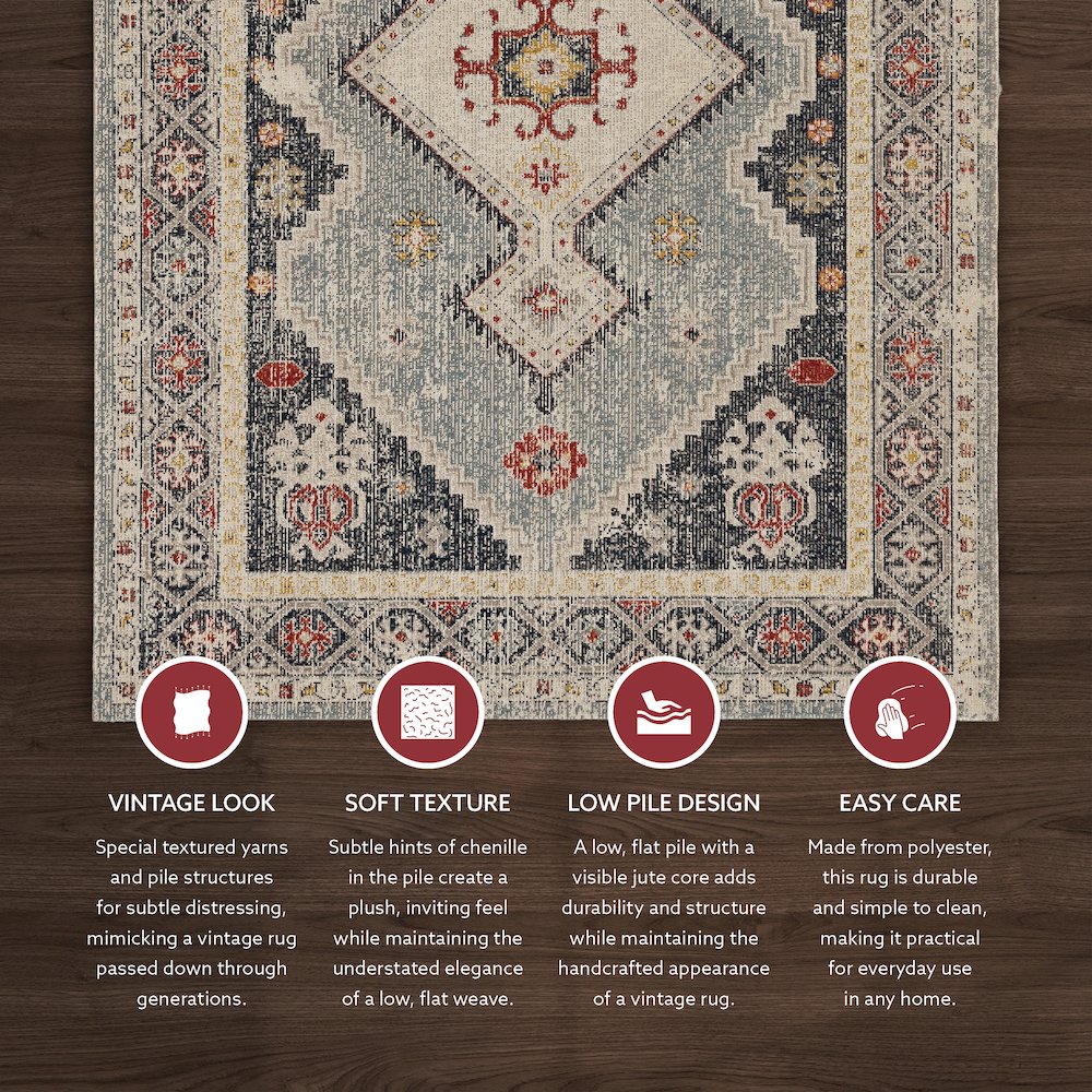 Great Zero Marle Ivory & Blue 8x10, Rug