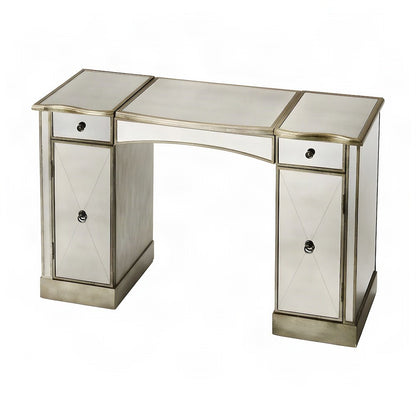 Starlight Canyon Home Vanity Table with Mirrored Top and Storage, Silver