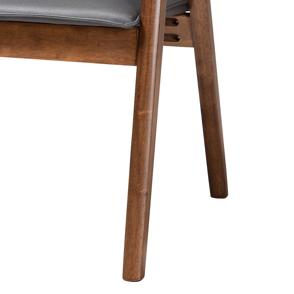 Marcena Modern Grey Imitation Leather and Walnut Brown 2-Piece Dining Chair Set