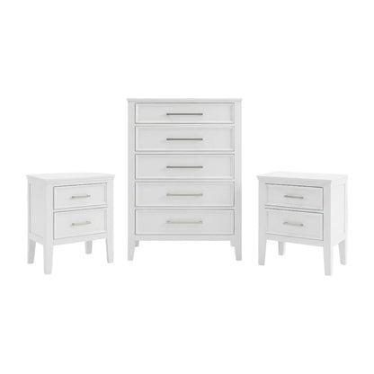 Andover 3-Pc Wood Bedroom Set with Chest in White