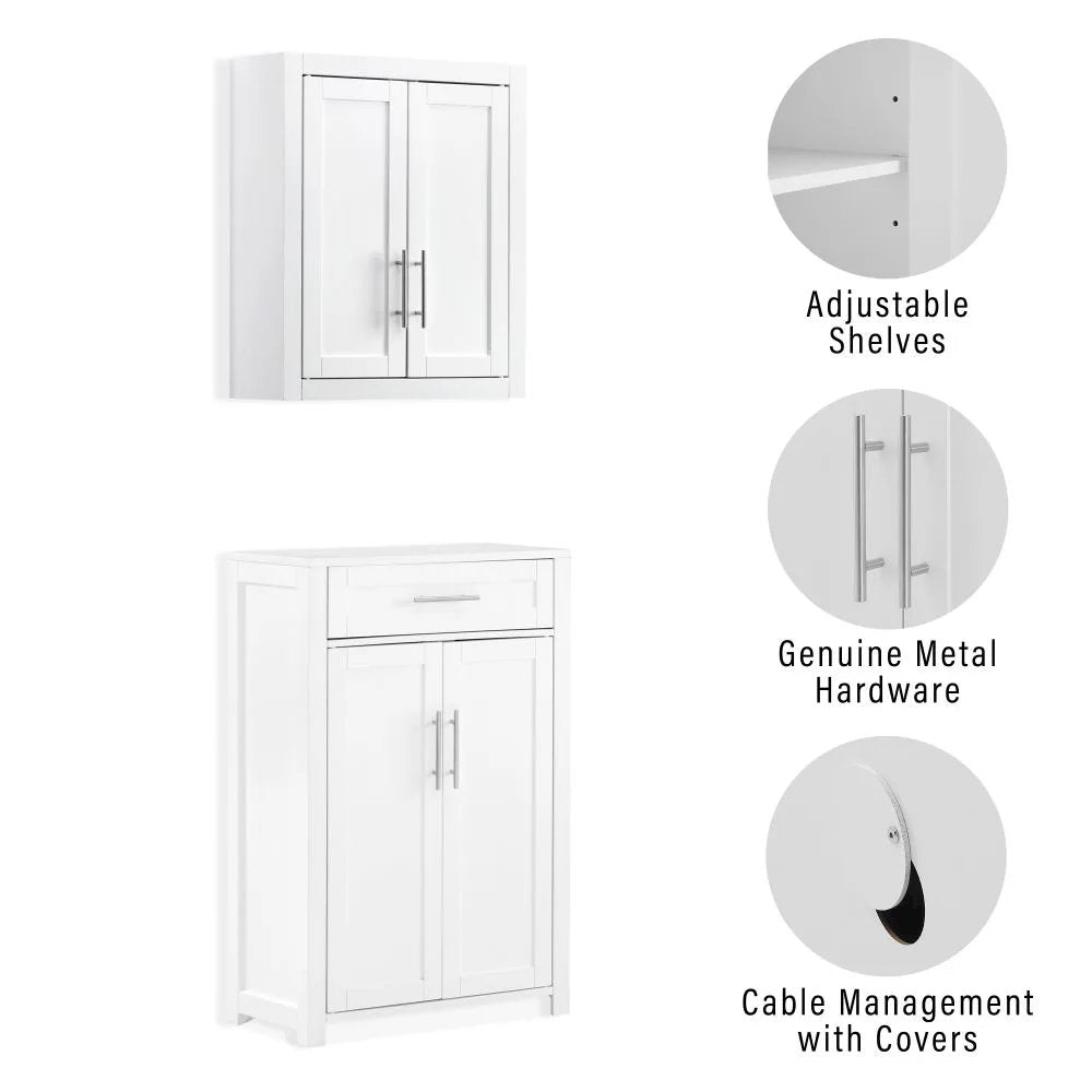 Savannah 2-Piece Storage Cabinet Set - Storage Cabinet & Wall Cabinet