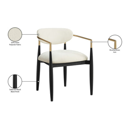 Riccio Beige Performance Fabric Upholstered Dining Arm Chair, Set of 2