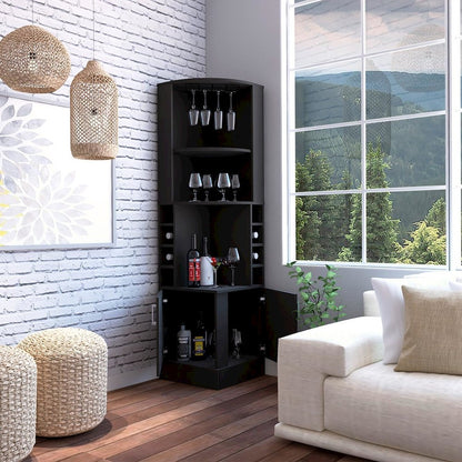 Being Kava Corner Bar Cabinet Black MDF