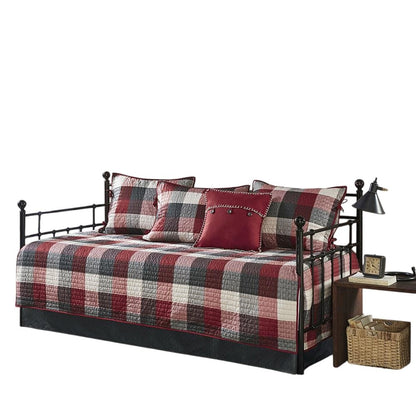 6 Piece Reversible Plaid Daybed Cover Set