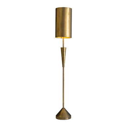 Antique Gold Table Lamp With Metal Barrel Shade