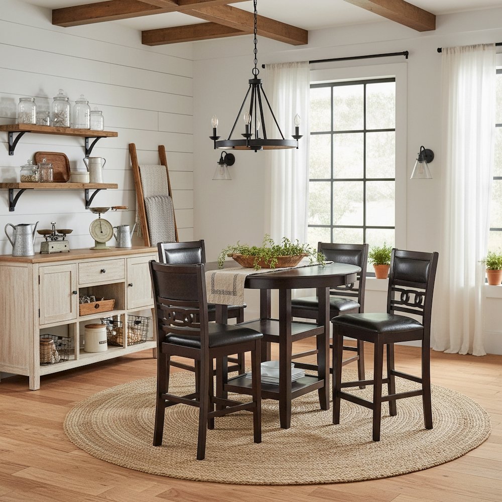 5-Piece Transitional Gray Wood Dining Set with Chairs for Modern Homes